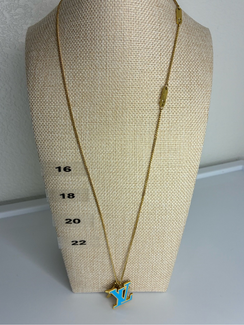 Vintage Gold-Tone Necklace with Blue Enamel Charms and Pendant